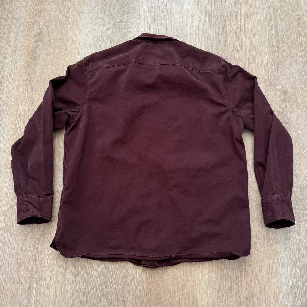 Banana Republic‎ Shirt Mens L Burgundy Button Down Utility Pockets Heavyweight